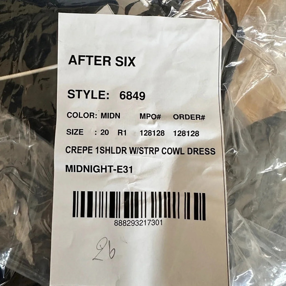 After Six One-Shoulder Draped Cowl-Neck Maxi Dress in Midnight Navy Size 20 - Picture 7 of 8